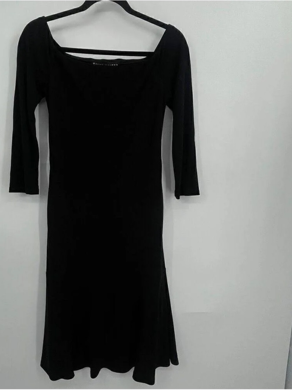 Ralph Lauren Black Label Wool Black Long-Sleeve Scoop Neck Dress size 12